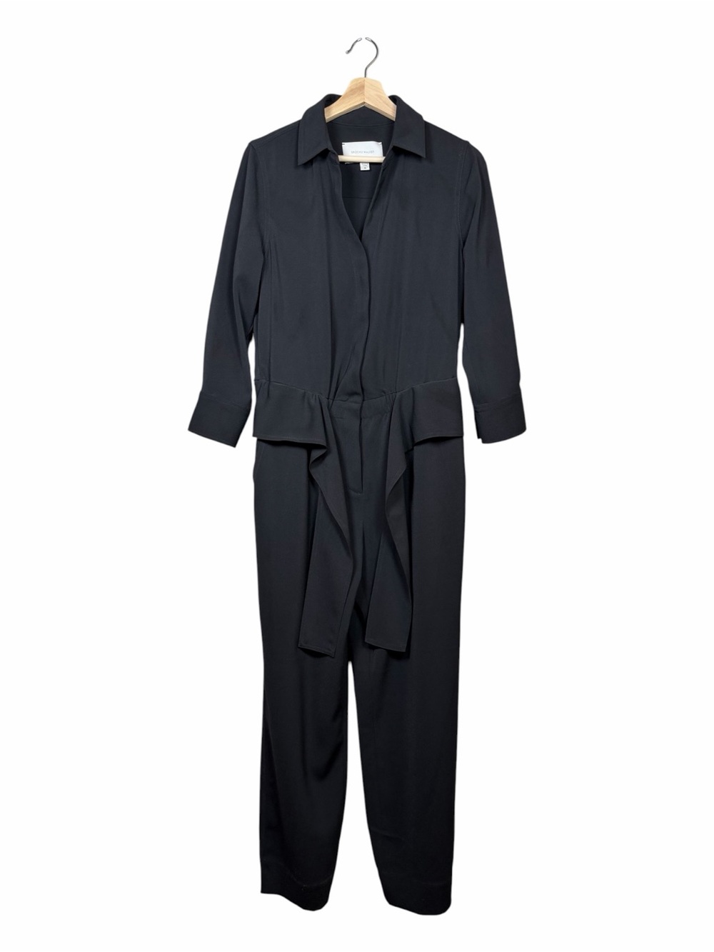Brochu Walker Anze Black Belted Jumpsuit Tapered Leg Designer Size Medium - Picture 2 of 10